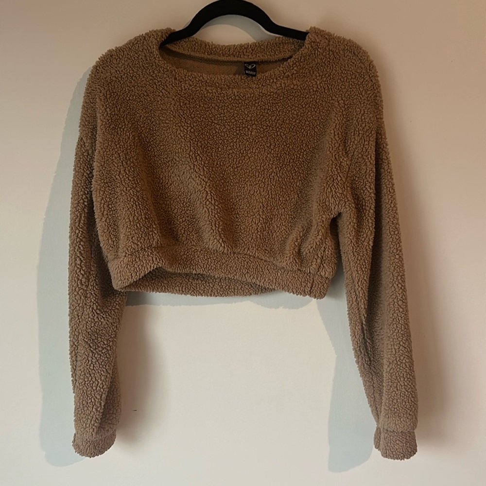 Windsor crop long sleeve Sherpa tan size S